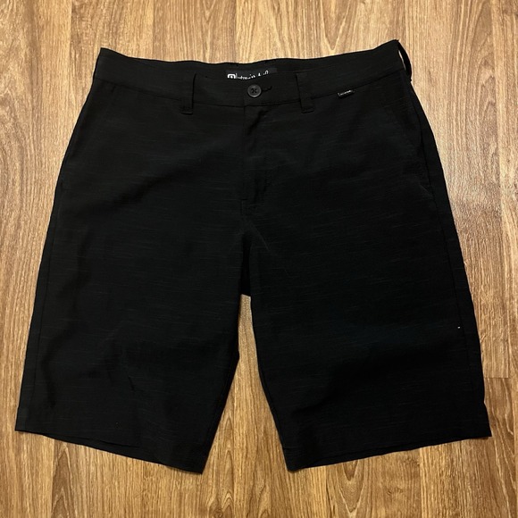 Travis Mathew Beck‎ Chino Golf Shorts Men 32 Black Micro Stripe Stretch - Picture 1 of 5